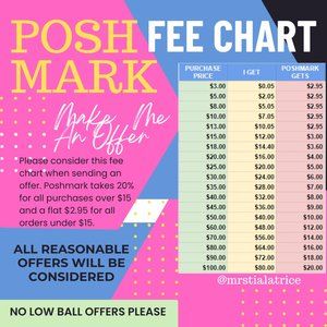 OFFERS WELCOME!  Please reference the Poshmark Fee Chart and send an offer!
